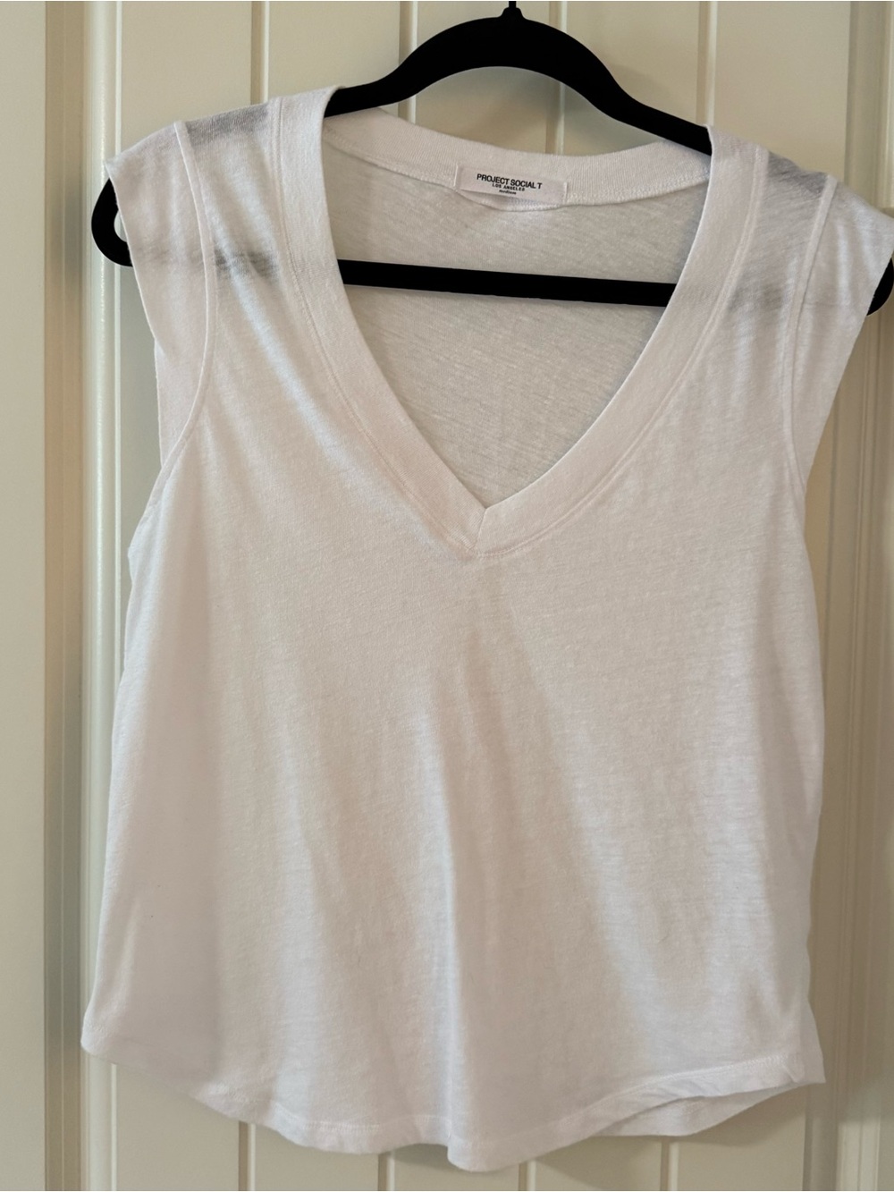 Project Social T White V-Neck Sleeveless Tank